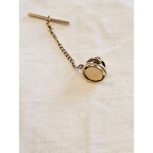 Vintage Lamode Karatclad Mens Gold Tone TieTack Chain Dapper Formal Accessory‎